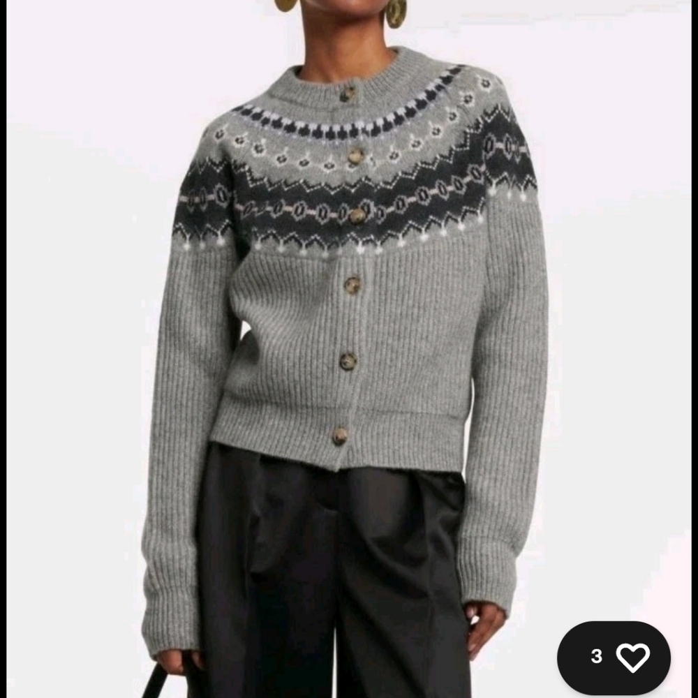 Khaite Michaela Fair Isle cashmere-blend cardigan XL Excellent Condition Women's